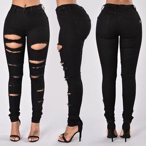 Black High Waisted Distressed Skinny Jeans